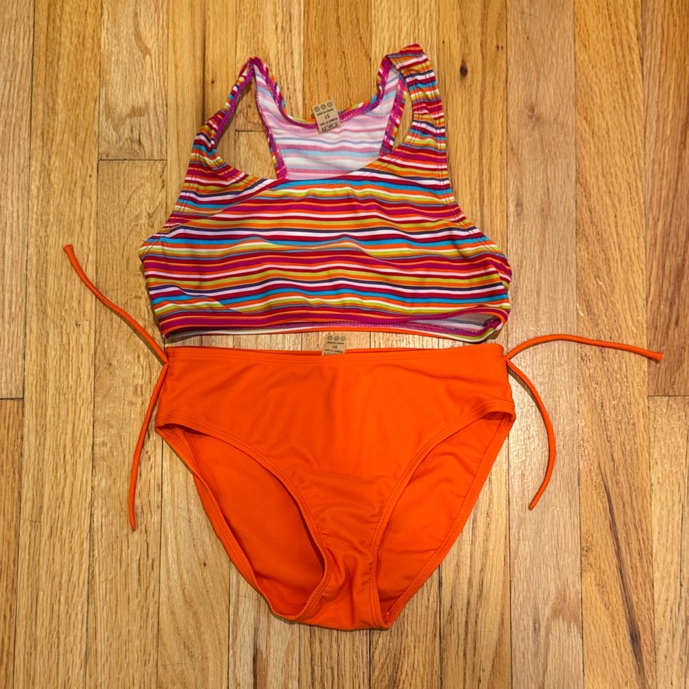 The Children's Place Multicolored Striped Bikini Set Sz 10 & Sz 12